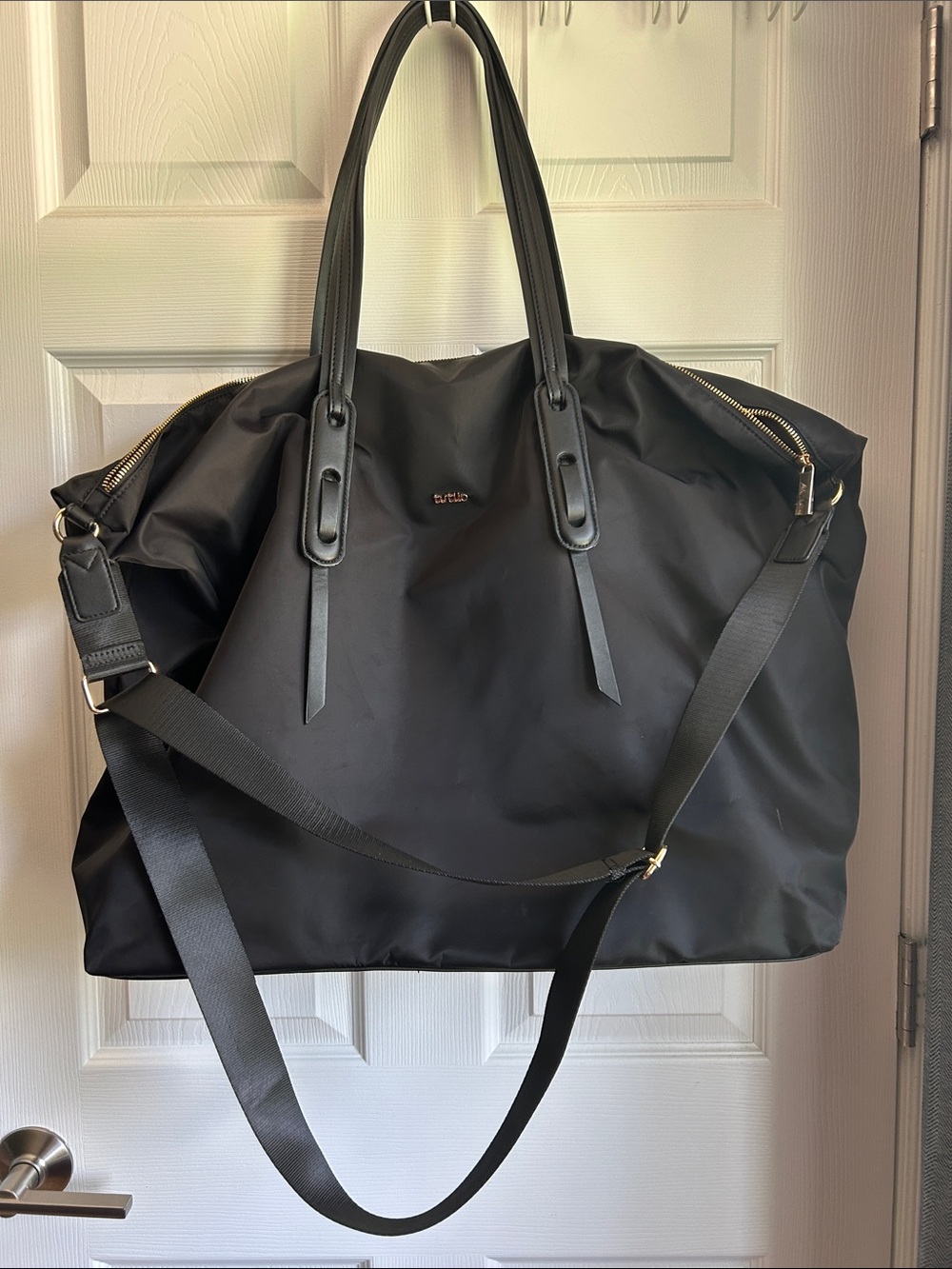 Tutilo Black Nylon Weekender Bag